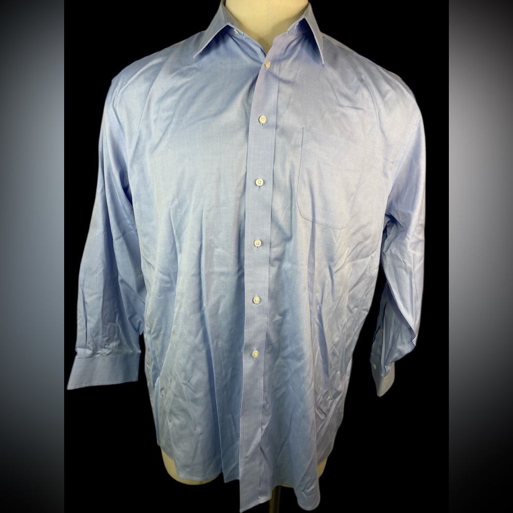 Jo’s A. Bank Traveler Men's Blue Long Sleeve Button Up Dress Shirt 17 1/2-33